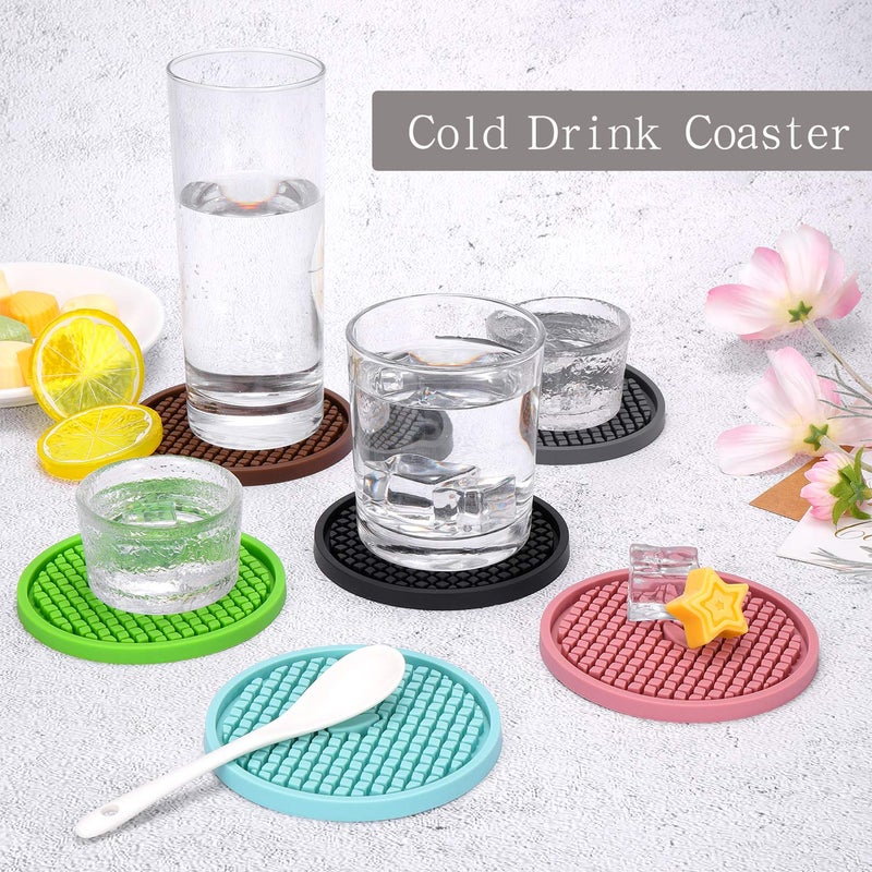 ME.FAN Silicone Coasters [6 Pack] Thickened Drink Coasters with Holder - Cup Mat - Non-Slip, Non-stick, Stay Put, Deep Tray - Prevents Furniture and Tabletop Damages(Peppermint Green) - Image 4